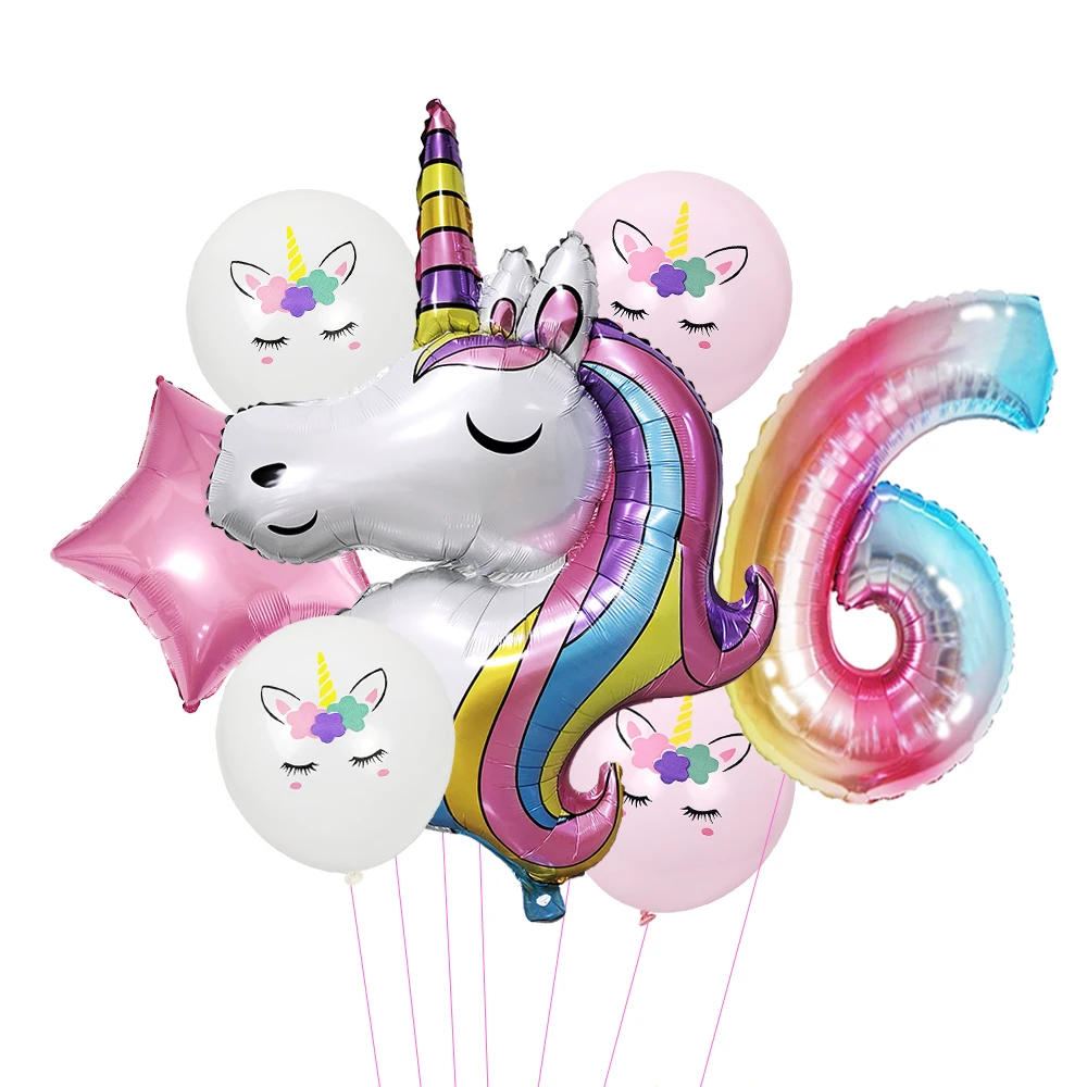 Einhorn Party Luftballons Nummer Folie Luftballons 1 2 3 4 Jahre Einhorn Geburtstags feier Dekoration Regenbogen Einhorn Luftballons Baby party – Detail 7