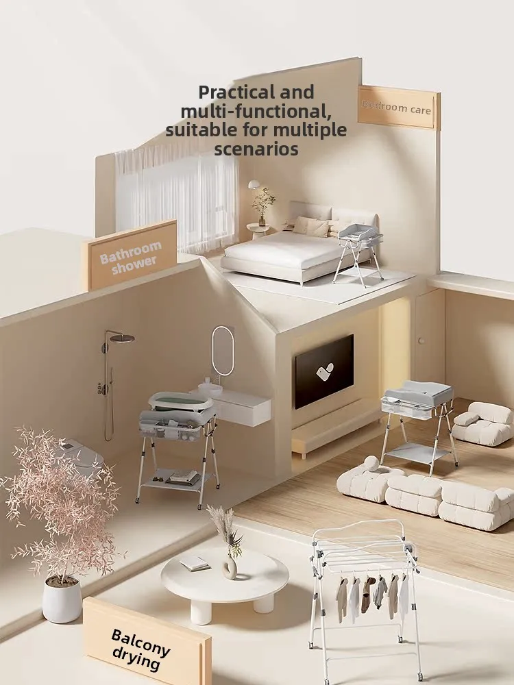 Diaper table Baby care table, installation-free foldable multi-functional bath massage touch table