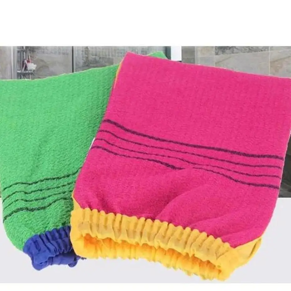 1 Pcs Shower Spa Exfoliator Two-sided Bath Glove Body Cleaning Shower Gloves Scrubbing Gloves Random Color Bathroom Supplies