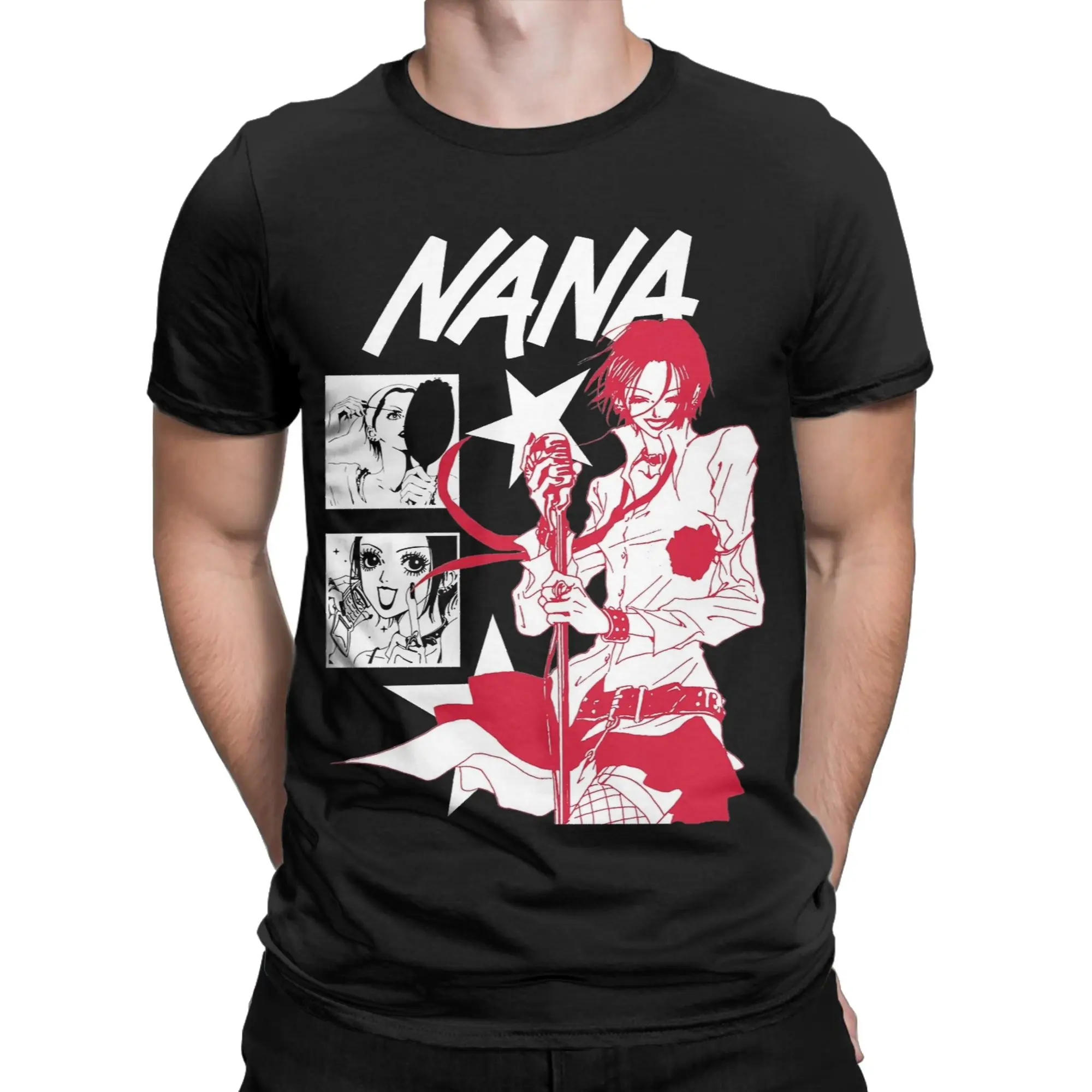 Vintage Nana osaki Anime T-Shirts for Men Crewneck 100% Cotton T Shirt  Short Sleeve Tees Original Clothes view 2