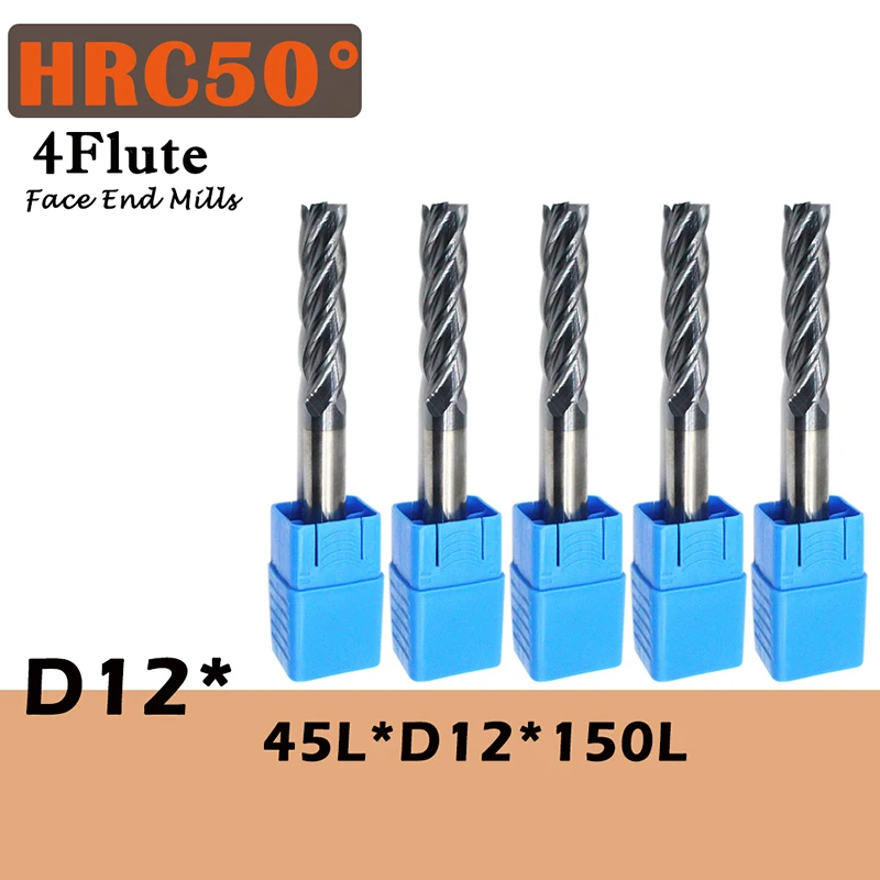 

1PCS HRC50 12mm Solid Carbide Endmills ENDMILL D12X45LXD12X150L 4Flute Standard Length Side milling Slotting Profiling face mill