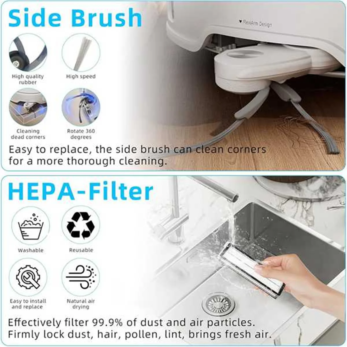 

24PCS Brush Filter Mop Cloth and Dust Bag Set for Qrevo Curv / P20 Pro Vacuum Accessories Replacement Parts