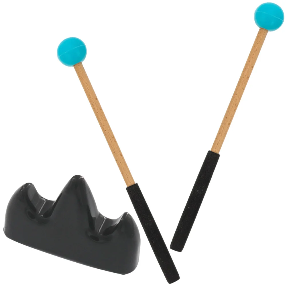 

Ethereal Drum Sticks Tongue Mallet with Bracket Mallets Wooden Accessory Music Instrument Rubber Musical Percussion Student Use