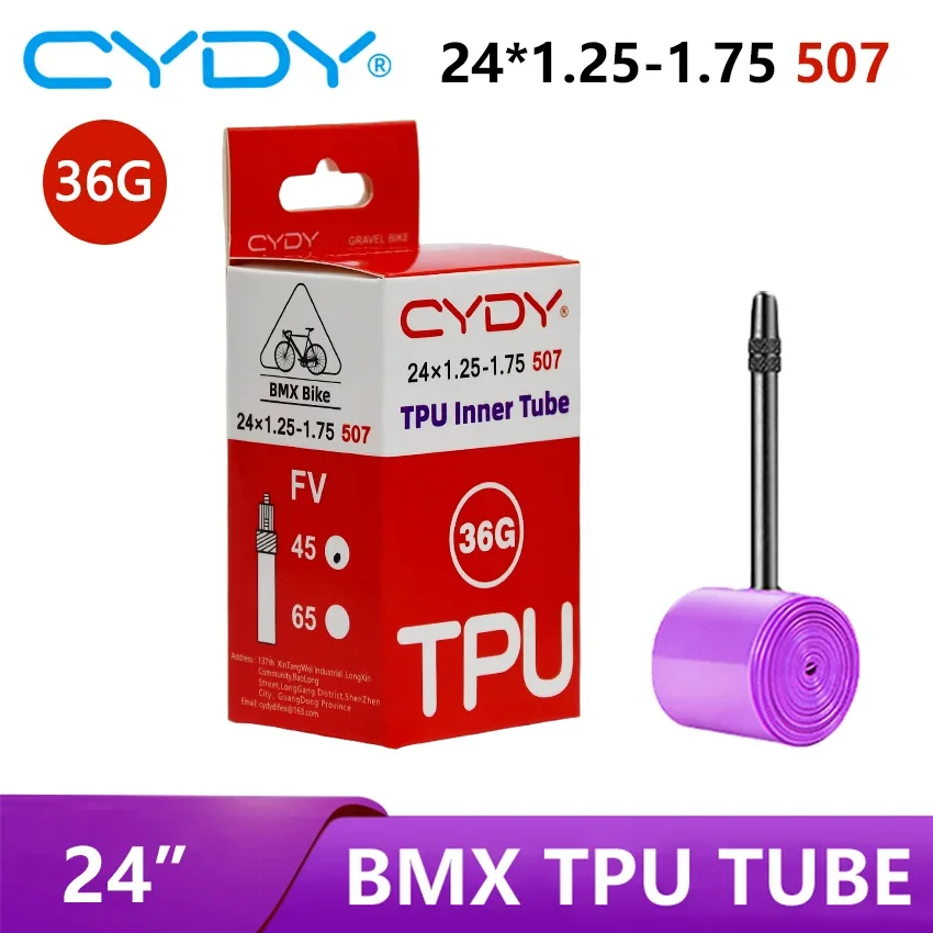 BMX Bike TPU Inner Tube 24 507 24x1.25 1.35 1.4 1.5 1.6 1.75 Inch Tyre Valve length 45mm Tire Camera GRAVEL Bicycle penu CYDY