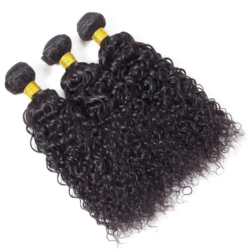 Fasci di capelli umani a onde profonde brasiliani 100% veri capelli umani 1 3 fasci colore nero naturale # 1B per estensioni donna 30 pollici