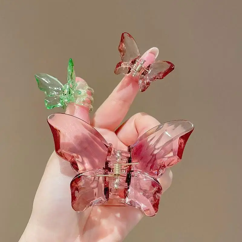3Pcs/set Sweet Transparent Butterfly Hair Claw Clip  Clamp Hairpin Barrette Women Girl Temperament Headwear Party Accessories