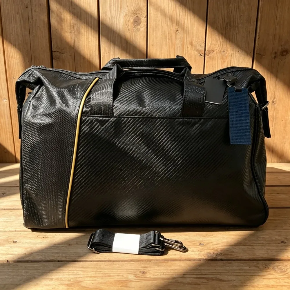 

Large Capacity Separate Shoe Compartment Golf Duffle Bag, Unisex Carbon Fiber Handheld Crossbody Bag for Short Trip