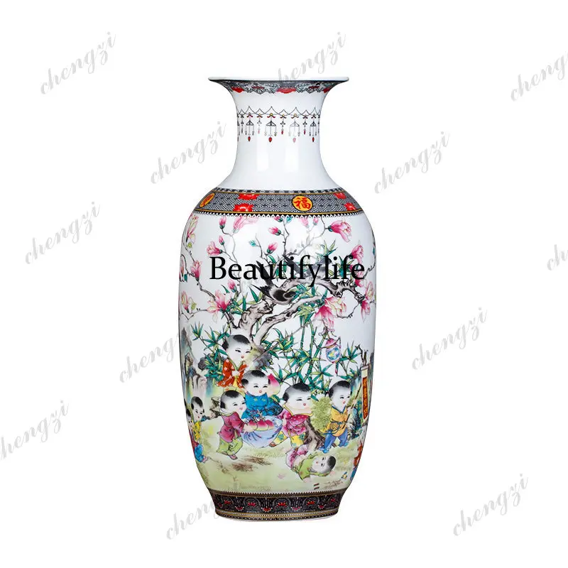 ceramic chinoiserie vase flower arrangement tea room antique flower vase electric cabinet ornaments desktop new chinoiserie