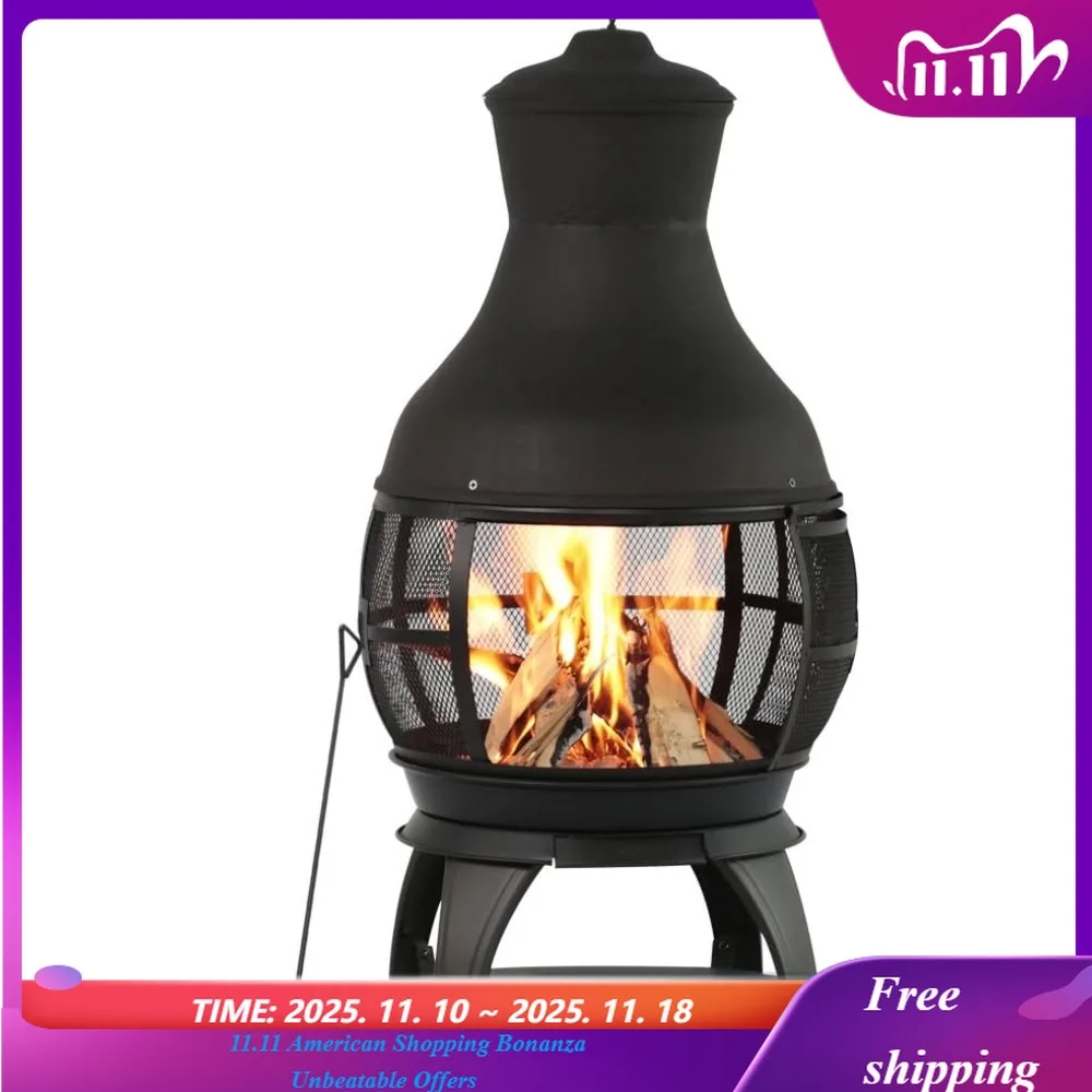

Деревянный камин Chimenea, уличный камин, деревянная камин, коричнево-черный