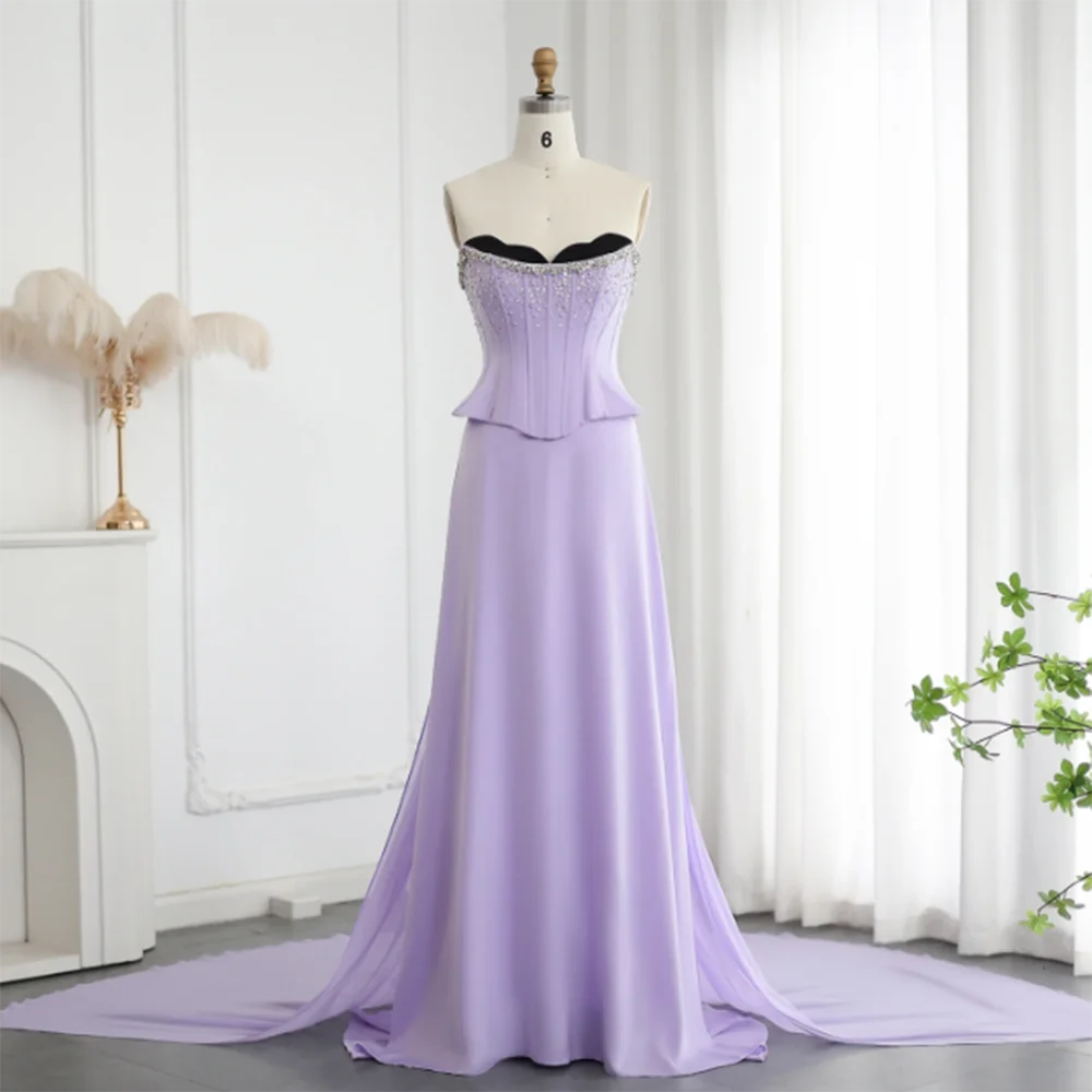 Robes de soirée A-Line pour femmes, violet clair exquis, longueur au sol, brillant, chérie, Rhde mariage de luxe