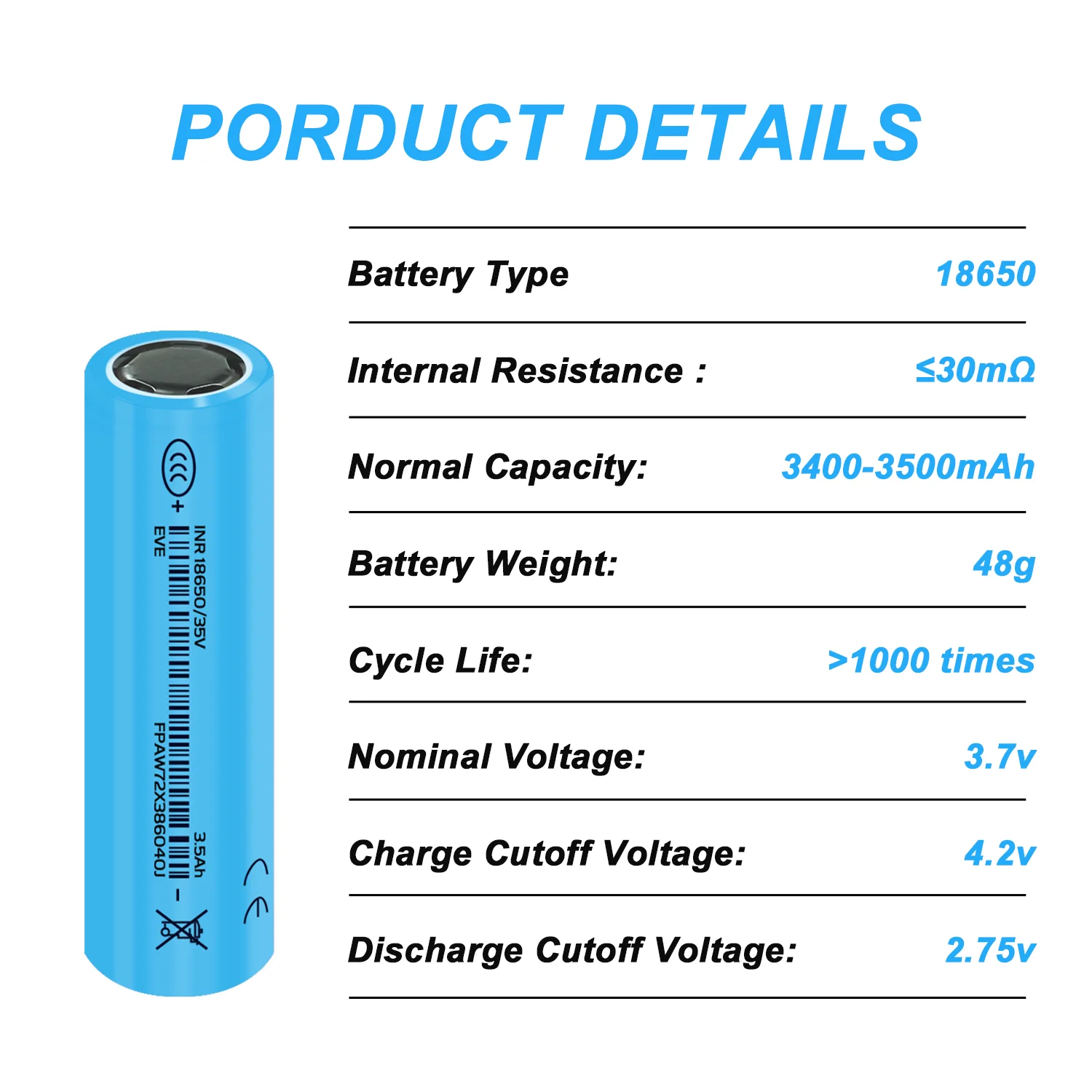 2025 18650 3500mAh Battery 3.7v 18650 Lithium Rechargeable Lithium 3,7V lithium Li-ion batteryBattery Flashlight Battery - view 5