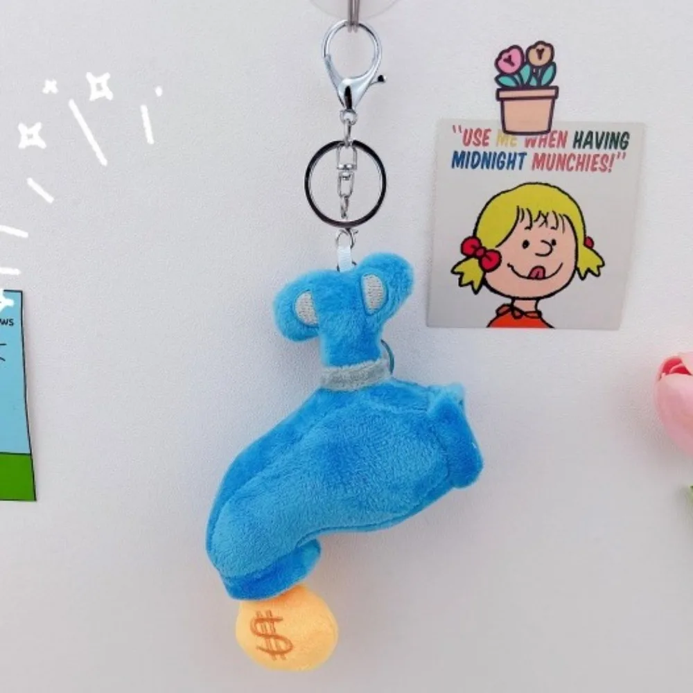 Lovely Fluffy Faucet Key Ring Blue Soft Plush Stuffed Doll Pendant Comfy Plushy Rich Creative Keychain Car Key