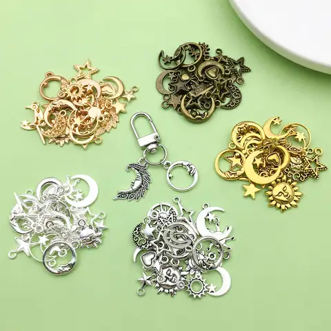 st hjärtformad måne/rosblomma/solrosberlock rostfritt stål halvmåne DIY smyckestillverkning armband halsband hänge leveranser 10 best sales berlock gör-det-själv - №4