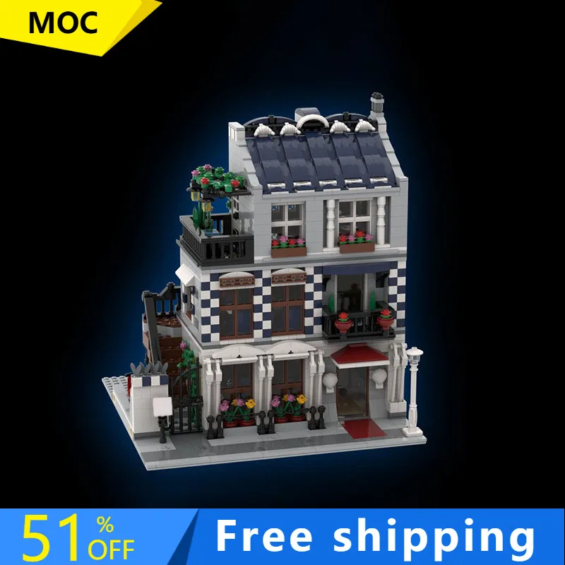 2018PCS MOC Customize City Street View Wine Degustation Build Model DIY Custom Puzzle Technology Creative Assembly Kids Toy Gift