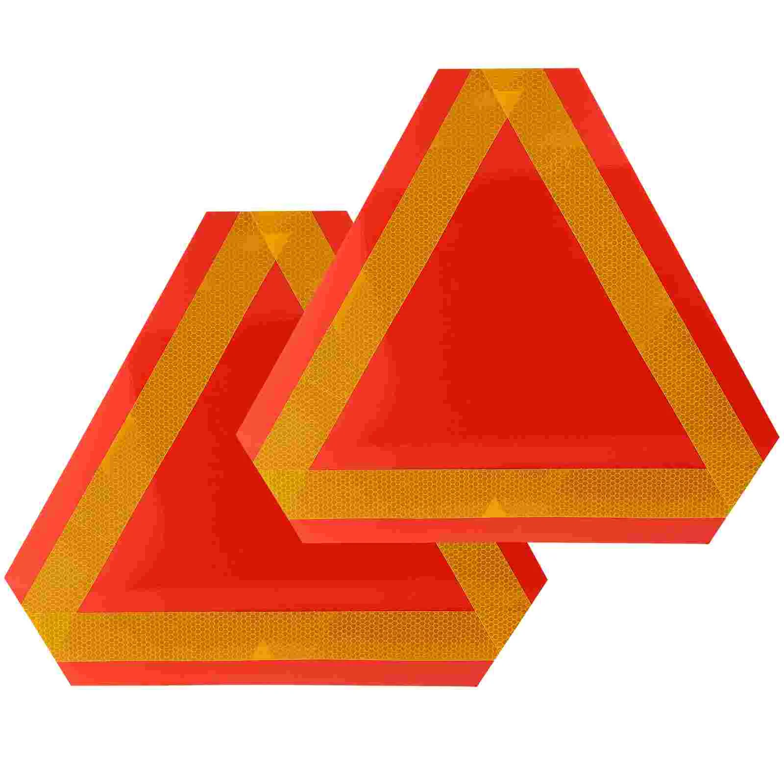 2 Pcs Vehicle Reflective Tailgate Warning Tape Sign Boards Slow Moving Emblems Car Triangle Reflectors Aluminum