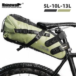 Rhinowalk Bicycle Saddle Bag Waterproof 5L-13L Large Capacity Storage Tail Back Rear Bag Reflective Cycling MTB Trunk Pannier