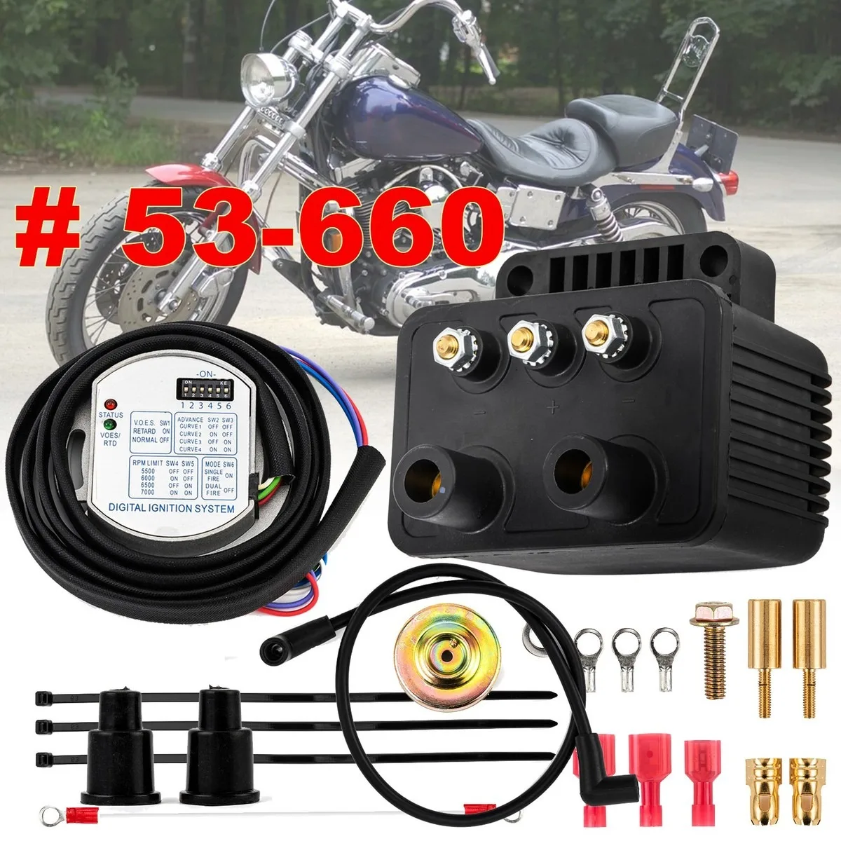 Programmable Ignition Kit for  H/arley-Davidson Big Twin Evo 53-660 Single-spark Plug Model