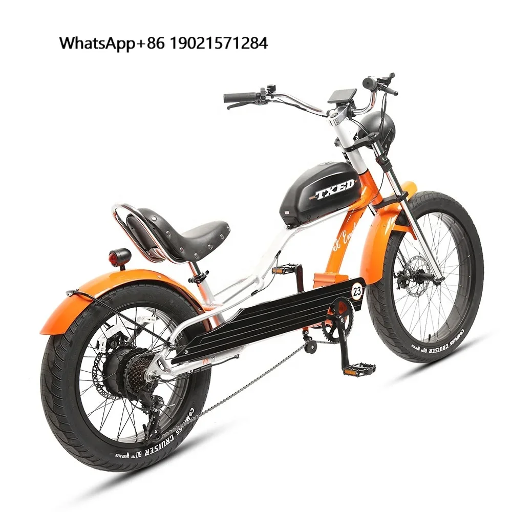 

TXED Chopper Adult E Bicycle Ebike 26 Inch Retro 48v Electric Fat Tire Beach Cruiser Bike