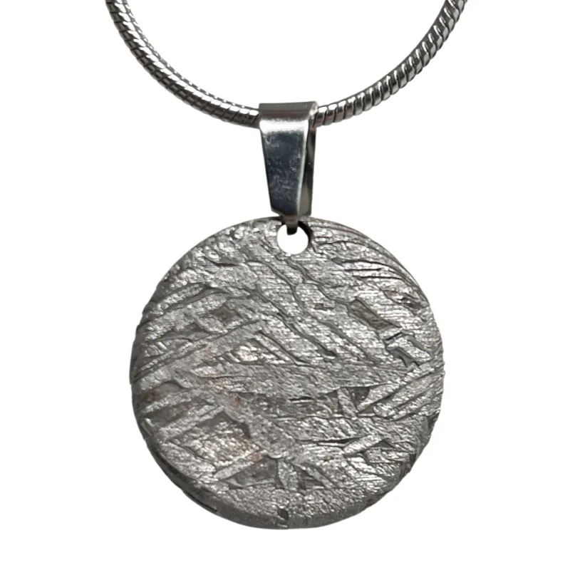 Natural Muonionalusta Iron Meteorite Pendant Precision Cut Round Meteorite Necklace Cosmic Stone Collectible Jewelry Gift LK609