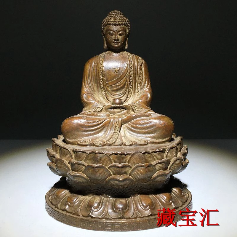 Unearthed old objects, purple copper, Buddha statue  sitting on lotus, old goods,  worshipped