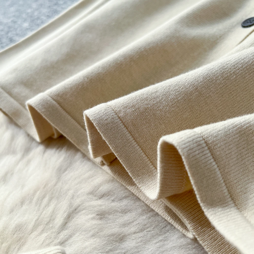 Korean Casual Loose Hollow Out O-Neck Single breasted Solid Full Sleeve Knitted Cardigan+Elastic Waist Maxi A-line Skirt Suit