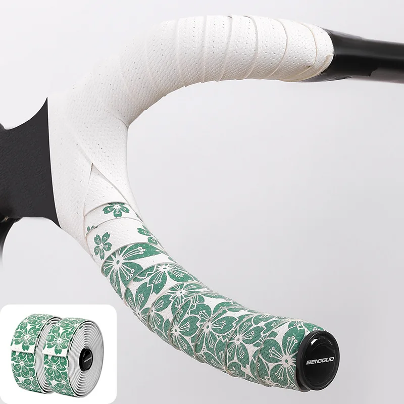 Cherry blossom road bike handlebar strap, bike tie strap, dual-colour gradient, anti-slip, shock-absorbing, pink