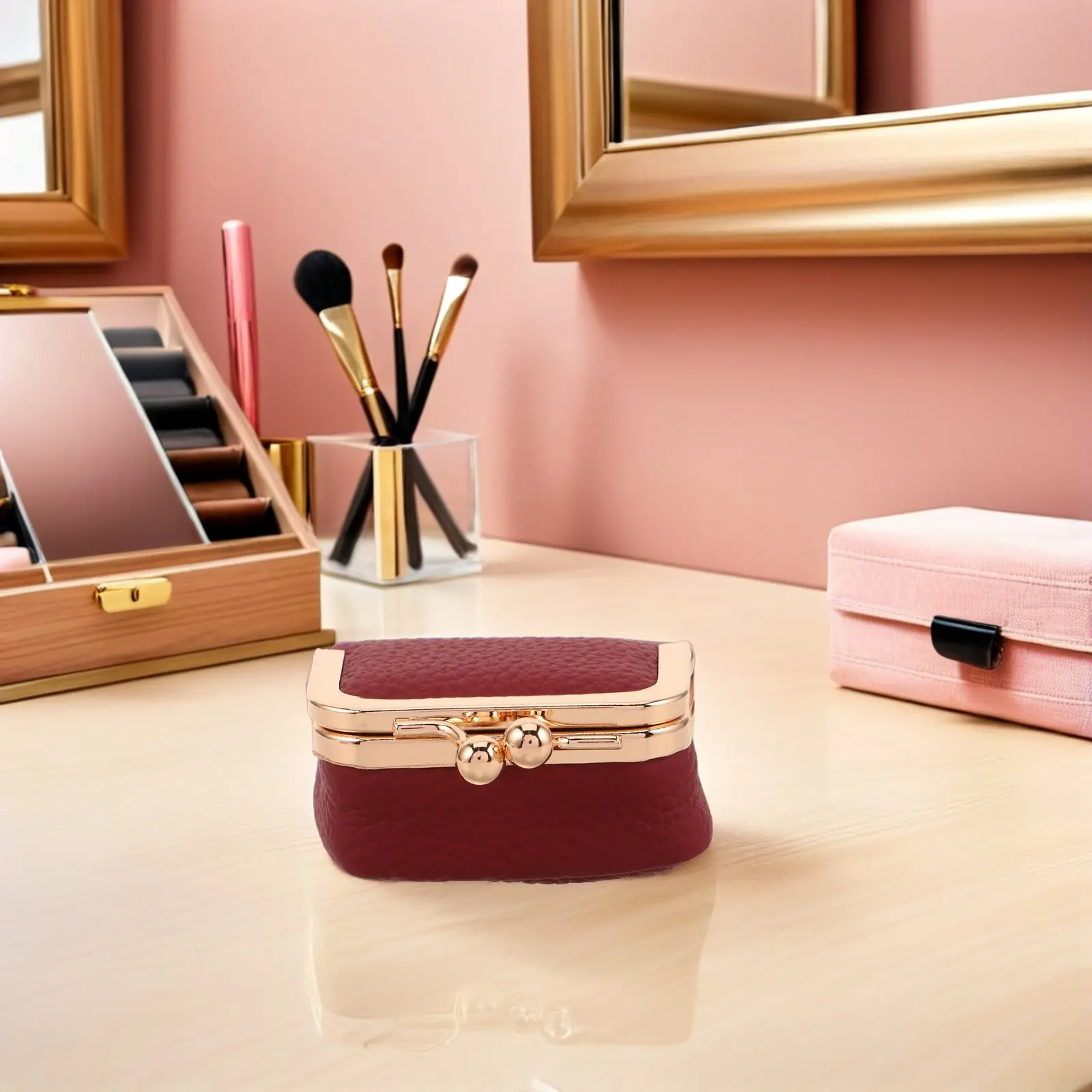 

Mini Travel Jewelry Box Vintage Style Kiss Lock Compact Organizer Case Small Jewelry Holder Safe Storage for Rings Earrings