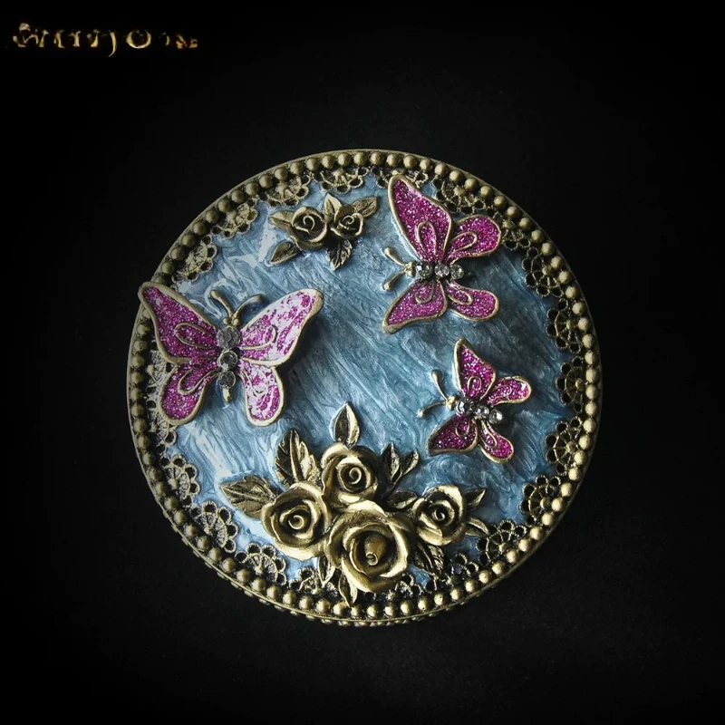 Vintage Princess Jewelry Box, Retro Metal Storage Organizer for Rings Necklaces Earrings, Antique Decorative Trinket Case