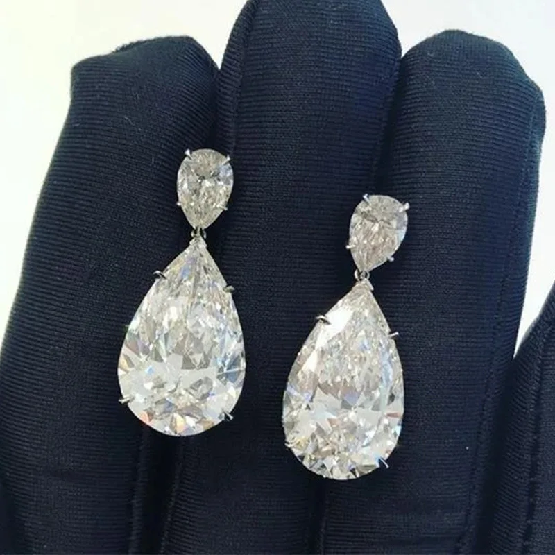 Simple 925 Sterling Silver Waterdrop Shaped Earrings for Women Teardrop Cubic Zirconia Wedding Statement Ear Jewelry Brincos