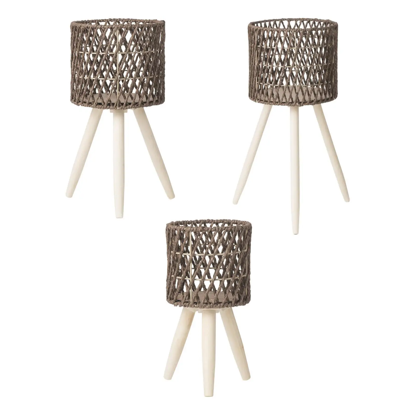 

Planter Basket Riser Display Bedroom Woven with Detachable Legs Plant Pot Stand
