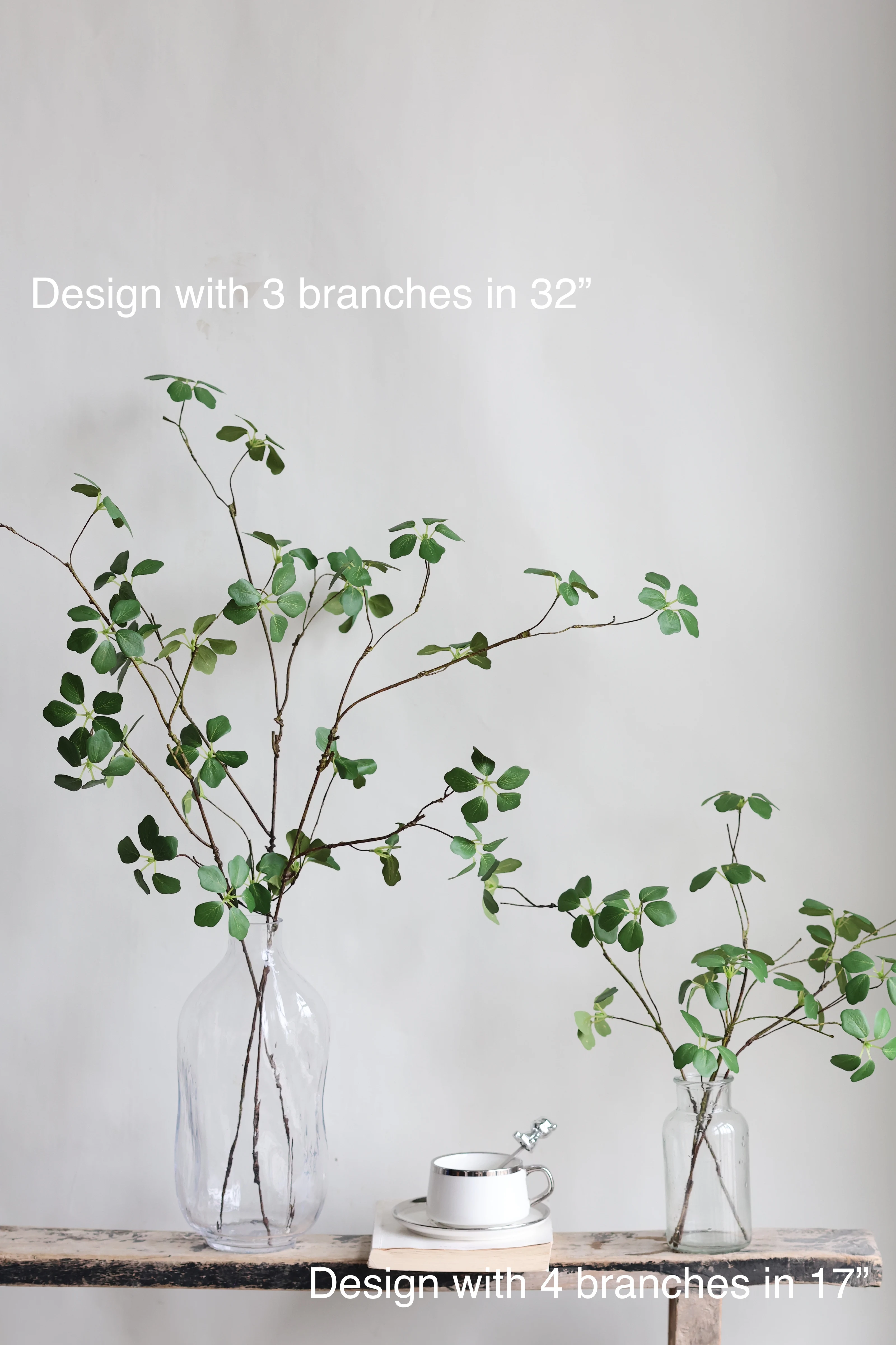 Faux Pieris Japonica Stem, Artificial Spring Leaf Branch, Fake Plant Stem in Minimalist Style, Office/Wedding/Home Craft Decors