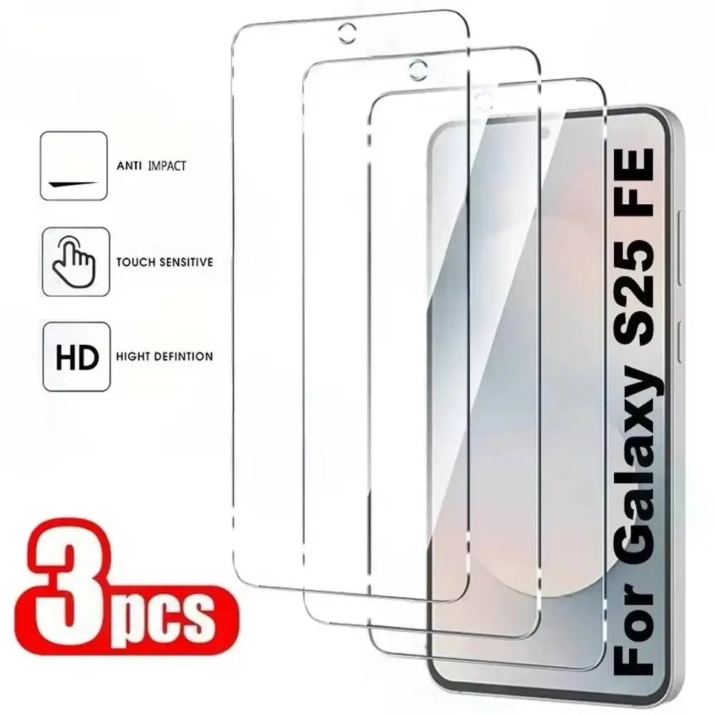

3Pcs Tempered Glass For Samsung S25 5G S24 A56 A55 A36 A35 A26 A25 A15 A16 A17 A07 A05 A73 S21 FE Protective Screen Guard