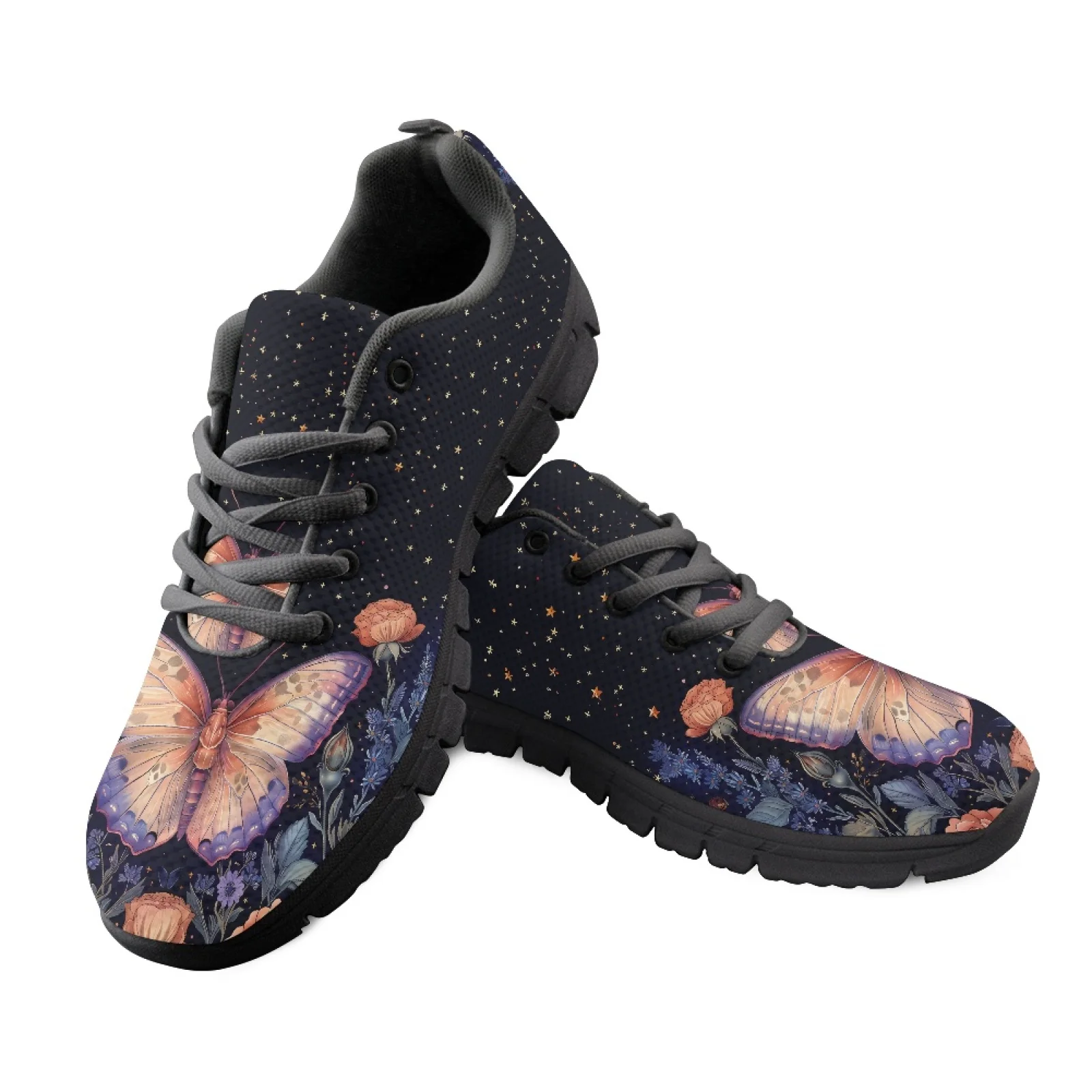 Coloranimal Butterfly Rose Women Comfortable Sport Trainers for Gym and Work Non-Slip Fitness Shoes for Travel
