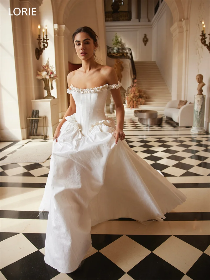 LORIE BOHO A-Line Wedding Dresses Off Shoulder with Glamorous Ruched Sleeveless 2025 Modern Exquisite Bridal Gown Customized image 3