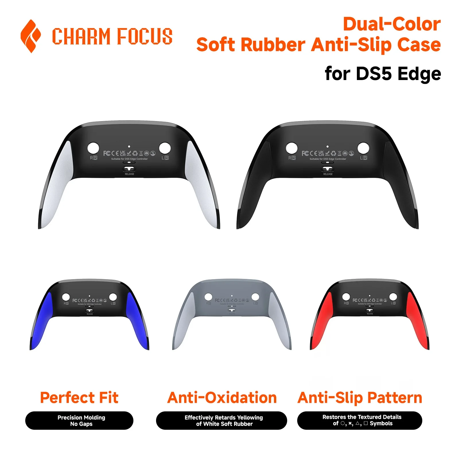 Coque décorative inférieure compatible avec le contrôleur de bord PS5, coque à clip de remplacement, poignée en caoutchouc souple, contrôleur non inclus