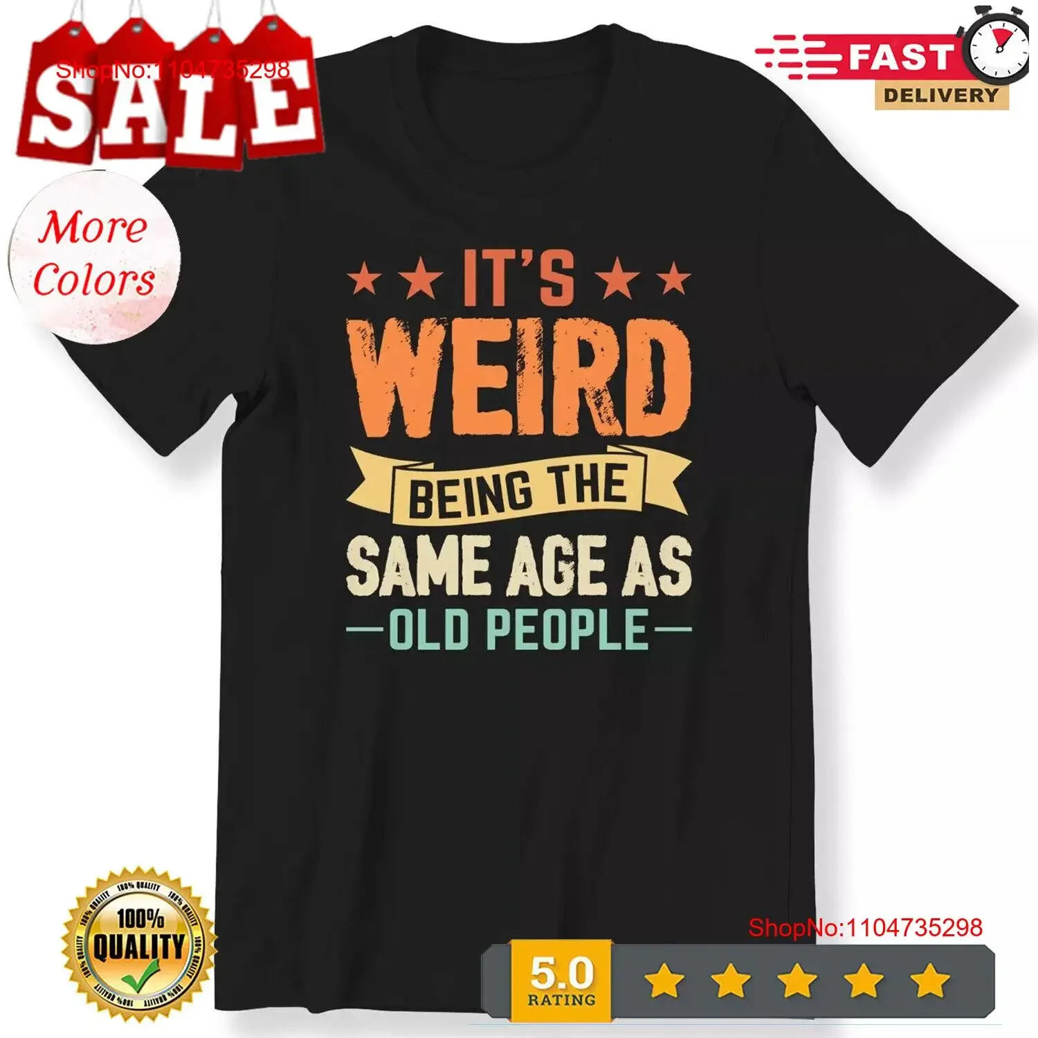It's Weird Being The Same Age As Old People T-Shirt Herren Damen Lustiger Slogan Vintage Washed Fashion Top für den Alltag