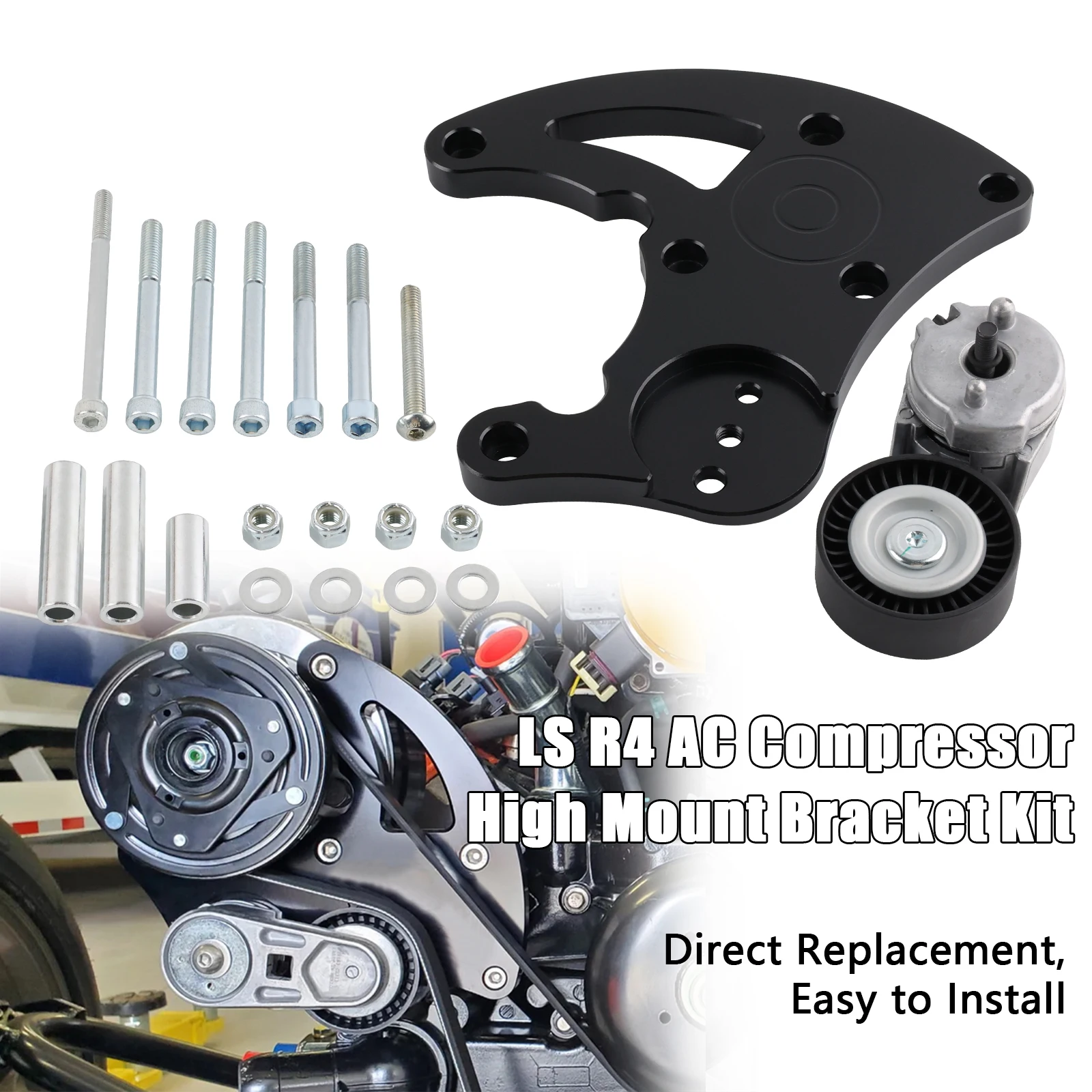 

Замена кронштейна кондиционера с натяжителем ремня, черный, серебристый, LS R4, высокое крепление для двигателей Chevrolet GMC SUV Vortec LS1 LS2 LS3 LS6