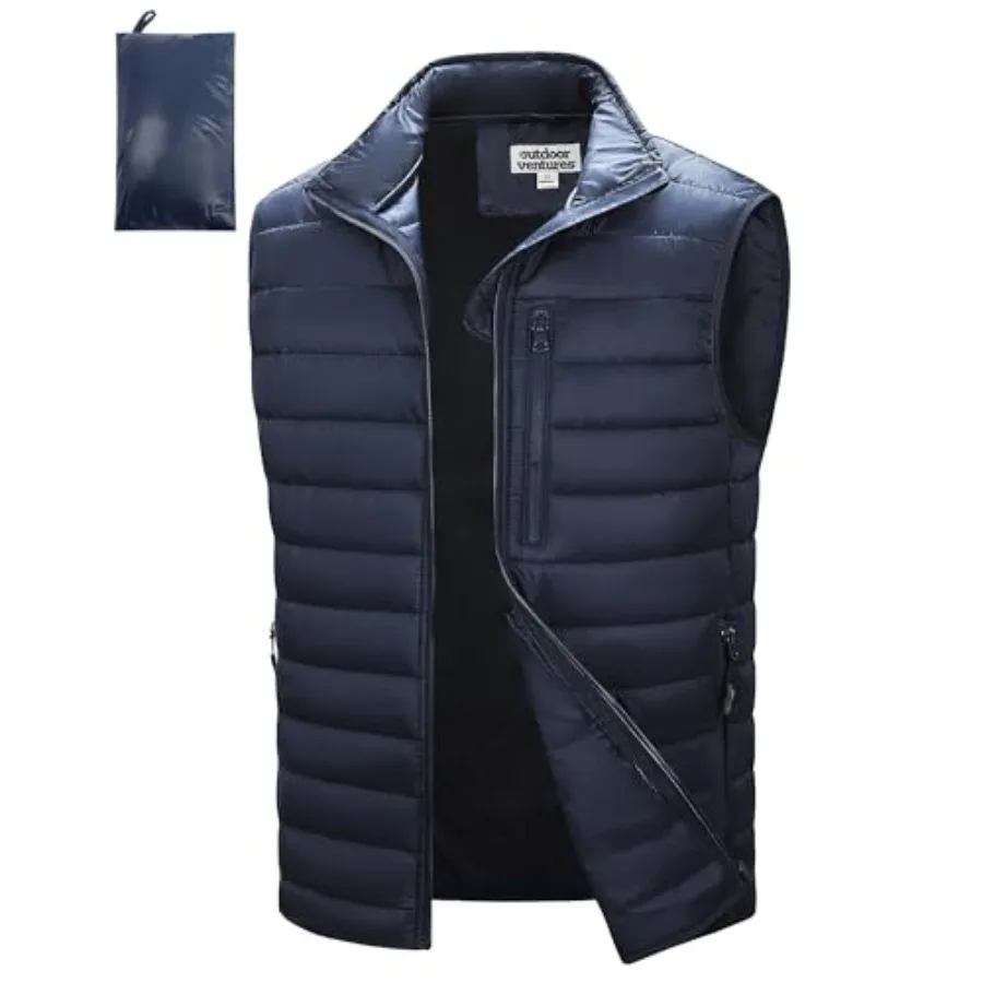 

Outdoor Ventures Men's Lightweight Puffer Vest Outerwear Warm Quilted Sleeveless Packable Winter Jacket for Hiking Running