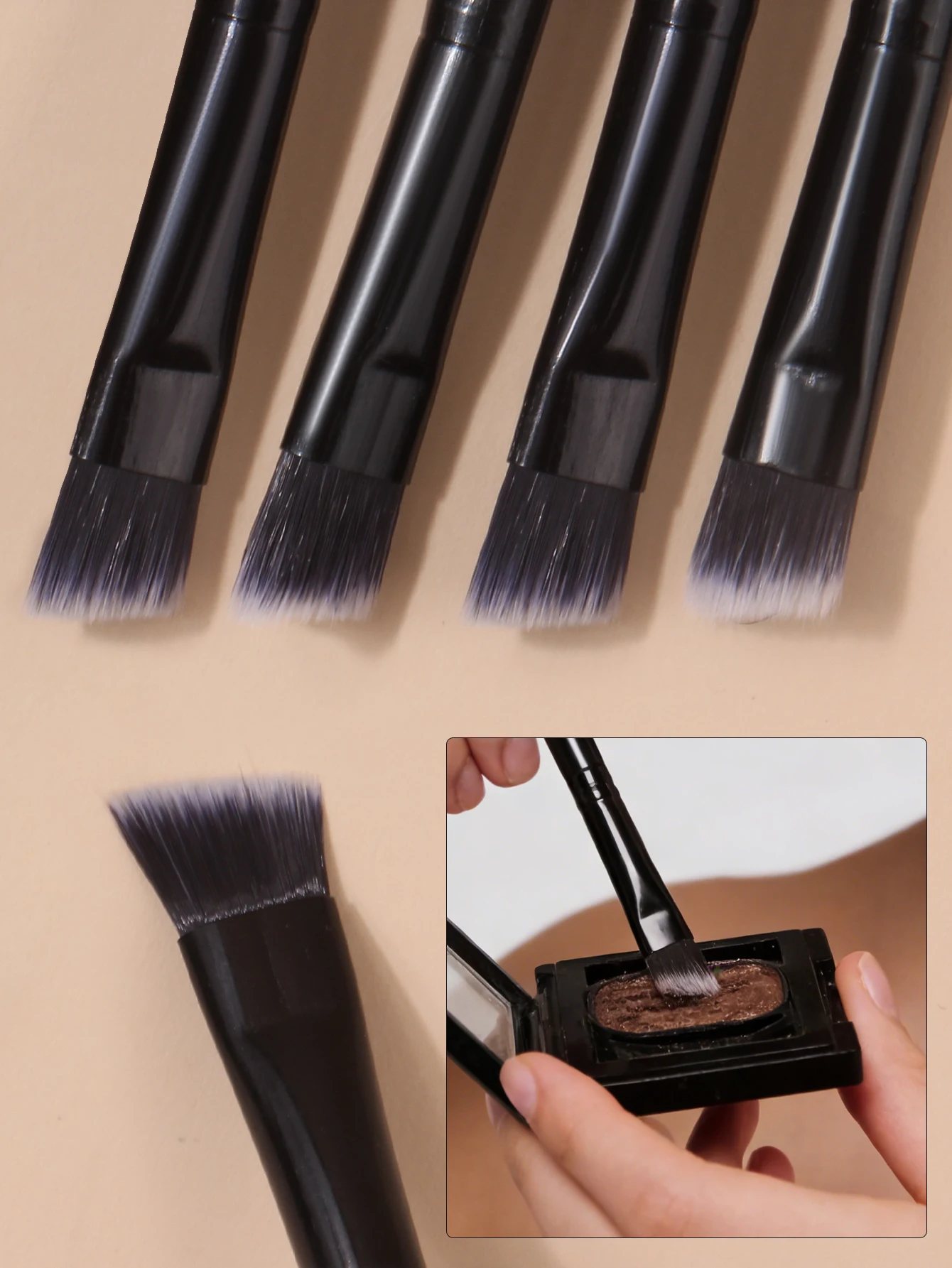 2/12 قطعة ترقية شفرة كحل فرشاة رقيقة جدا غرامة زاوية شقة الحاجب فرشاة تحت العينين مكان فرشاة التفاصيل الدقيقة