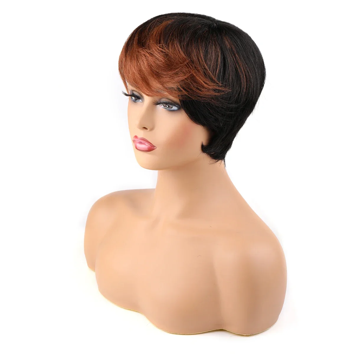 

8 Inch Short Pixie Cut Wigs Brazilian Remy Human Hair Wigs Cheap Mechanism Made Colored Wigs for Black Women Wholsale