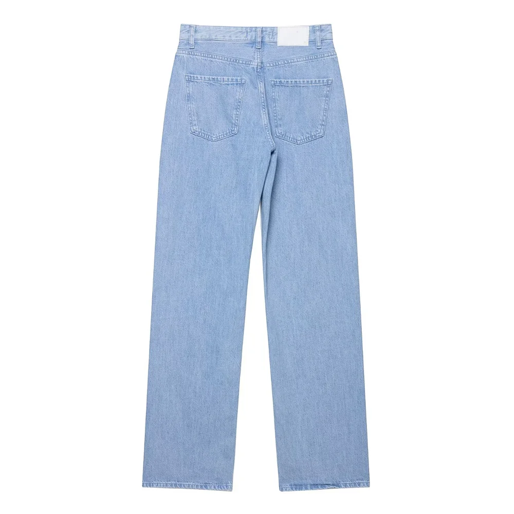 Estilo europeu e americano outono novo produto feminino emendado jaqueta jeans calças de cintura média