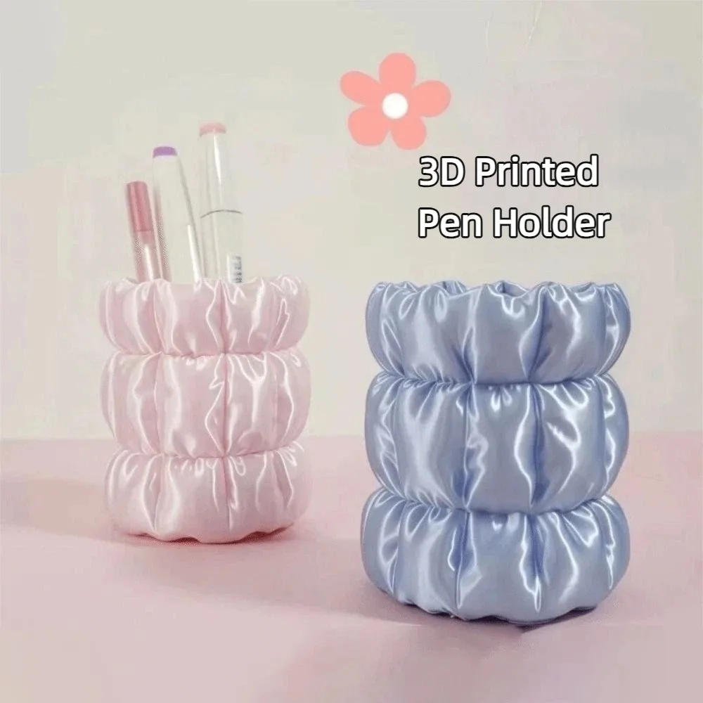 Creative 3D Printed Pen Holder Wear-Resistant Smooth Pen Stand Thick Durable Imitation Silk Desktop Organizer Cosmetic Storage