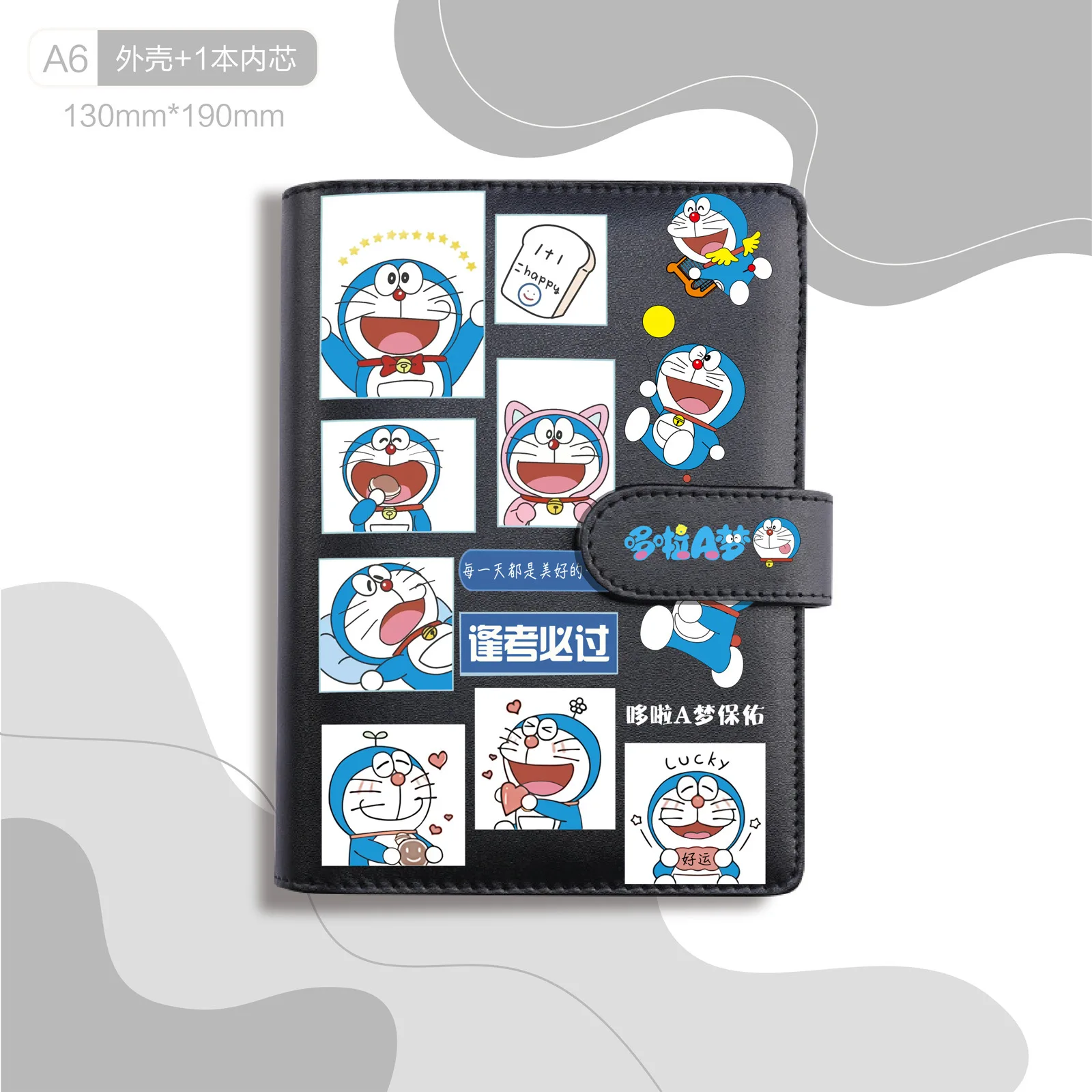 A6 Doraemon 6 Ring Loose-leaf Magnetic buckle Hand Book Student Notebook Ring Binder School Supplies gift wholesale