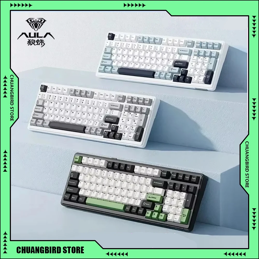 AULA F99 Starry Cloud Gaming Mechanical Keyboards Three Mode Wireless Bluetooth Wired RGB Hot Swap 98 Keys Customized Keydous