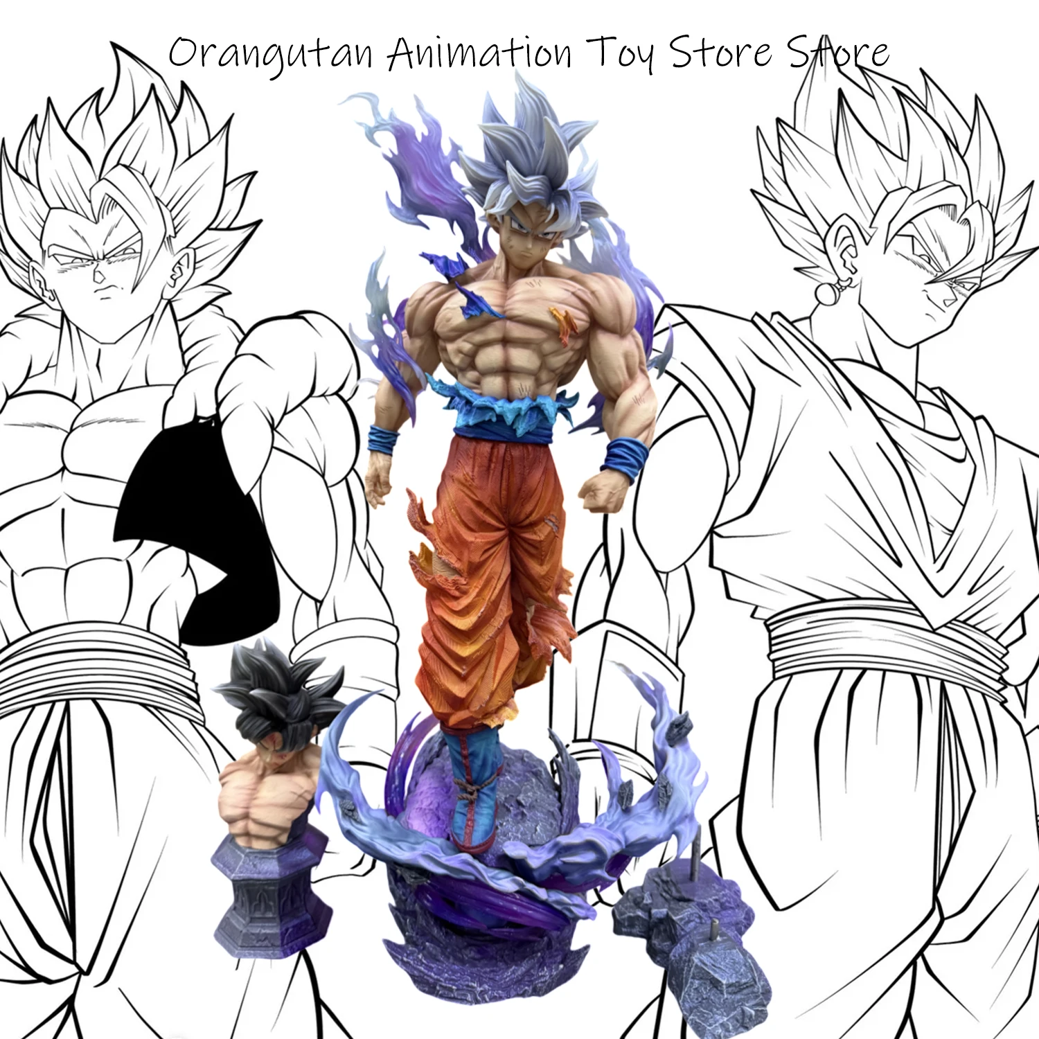 

Anime Dragon Ball Figures 43CM Migatte no Gokui Son Goku Figures 2 heads PVC Statue Collection Model Ornament Gifts Toys