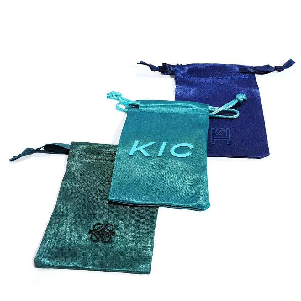 

Wholesale green satin bag with Heat transfer silicone satin shoe drawstring bag customized satin pouch bag with 3D logo