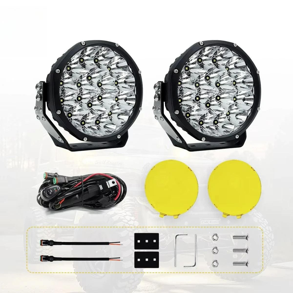 7-Inch Round LED Driving Light Off-Road Spotlight Floodlight for Jeep Truck SUV UTV 4x4 SUV Bumper Crash Bar Roof Auxiliary