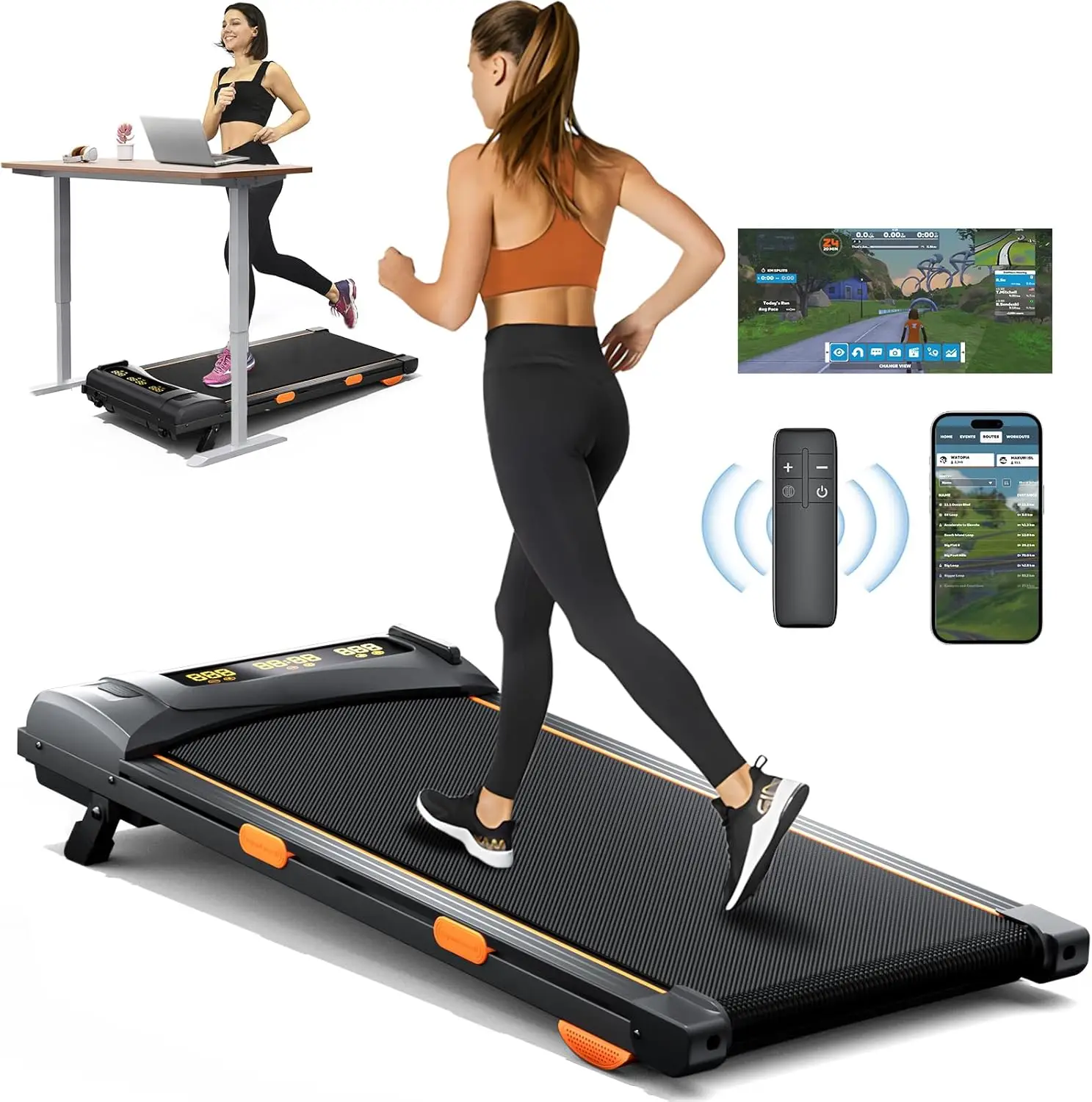 

Walking Pad Treadmill with Incline, Under Desk Treadmill for Home Office, Portable Treadmill 2.5HP, 300 lbs Capacity, APP/Remote