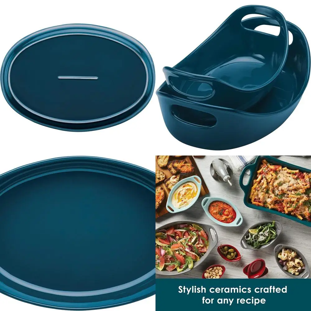

Marine Blue 2-Piece Ceramic Bubble & Oval Baker Set