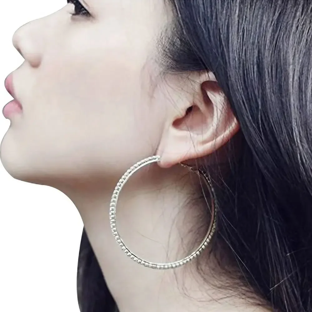 Bridal Wedding Crystal Rhinestone Hoop Earrings Big Hoop Earrings for Women Jewelry Accessories